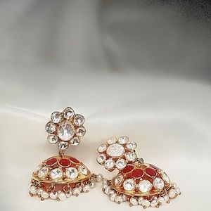 Polki earring, pure silver earrings, Indian party wear earrings jhumka
